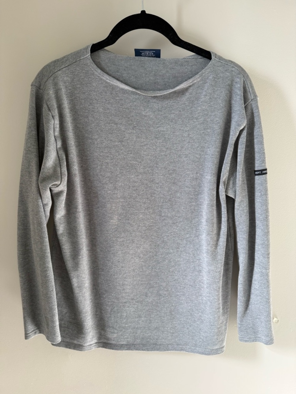 Saint James Heavyweight Cotton Grey Long-Sleeve Crewneck Shirt